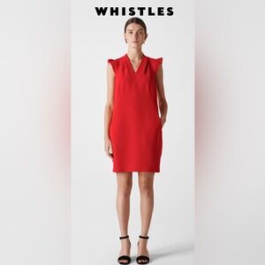 Whistles Red Sheath Mini Dress V-Neck Sleeveless